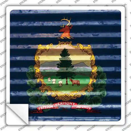 Vermont Flag Corrugated Effect Novelty Square Sticker Decal Small