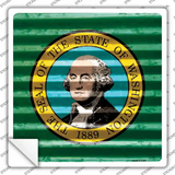 Washington Flag Corrugated Effect Novelty Square Sticker Decal Small