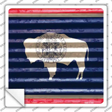 Wyoming Flag Corrugated Effect Novelty Square Sticker Decal Small