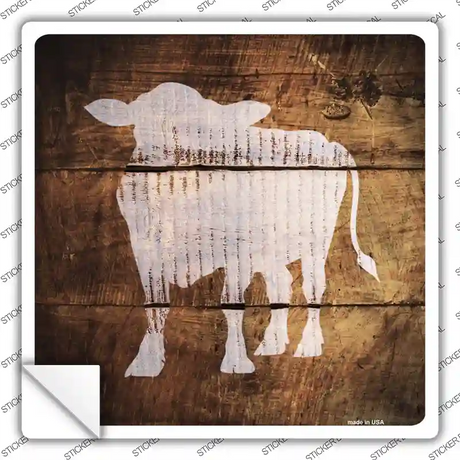 Cow Painted Stencil Novelty Square Sticker Decal Small