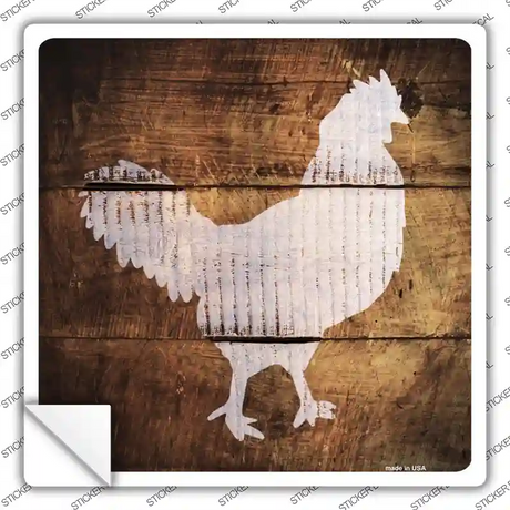 Rooster Painted Stencil Novelty Square Sticker Decal Small