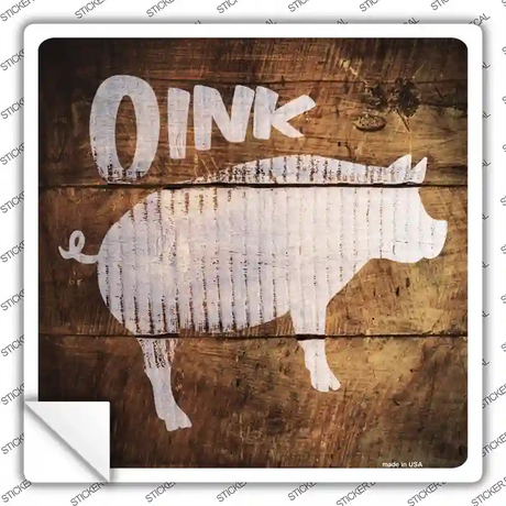 Pig Painted Stencil Novelty Square Sticker Decal Small