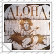 Aloha Painted Stencil Novelty Square Sticker Decal Small