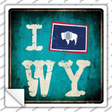 I Flag WY Novelty Square Sticker Decal Small