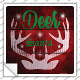 Deer Santa Novelty Square Sticker Decal Small