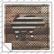 Corrugated Pig on Wood Novelty Square Sticker Decal Small