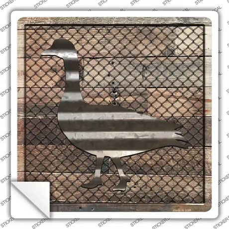 Corrugated Duck on Wood Novelty Square Sticker Decal Small