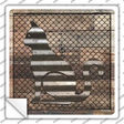 Corrugated Cat on Wood Novelty Square Sticker Decal Small