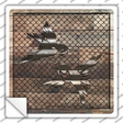 Corrugated Little Birds on Wood Novelty Square Sticker Decal Small