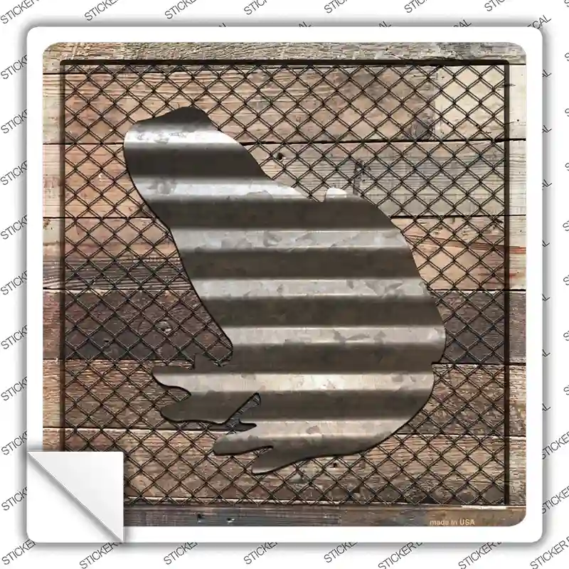 Corrugated Frog on Wood Novelty Square Sticker Decal