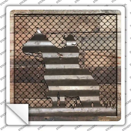 Corrugated Cowboy on Wood Novelty Square Sticker Decal