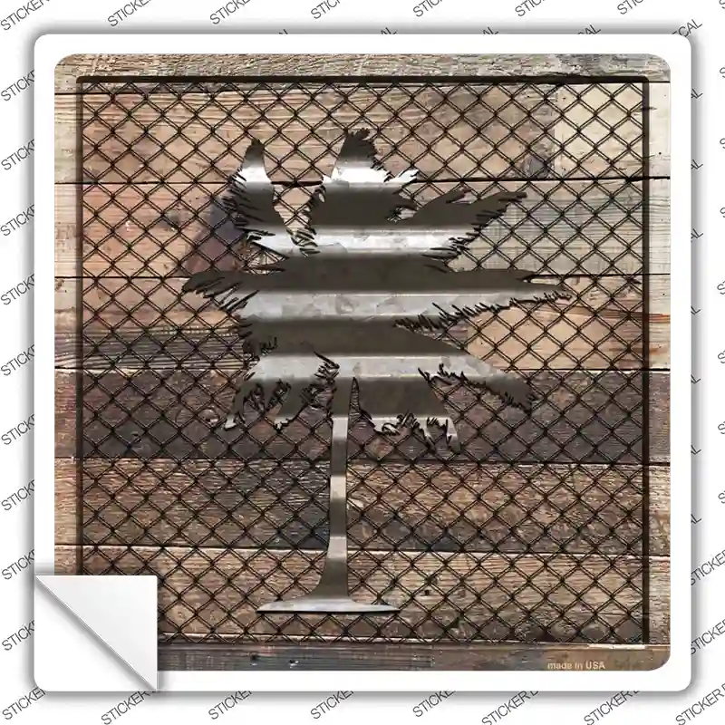 Corrugated Palm Tree on Wood Novelty Square Sticker Decal