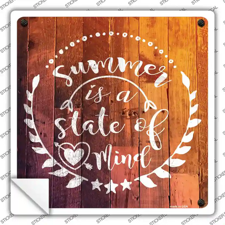 Summer State of Mind Novelty Square Sticker Decal Small