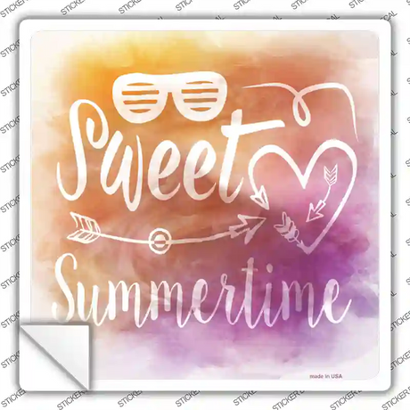 Sweet Summertime Novelty Square Sticker Decal Small