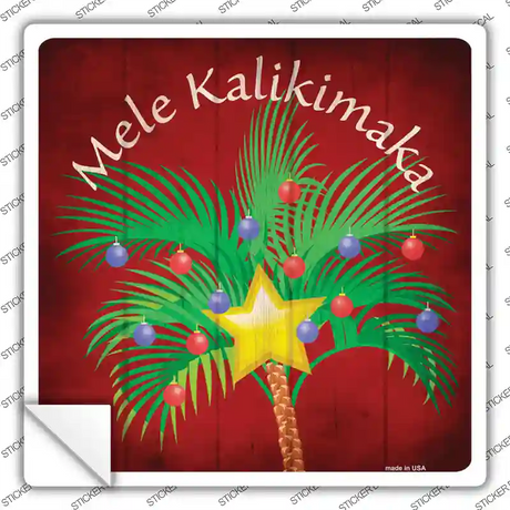 Mele Kalikimaka Novelty Square Sticker Decal Small