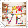 Love Colorful Pig Novelty Square Sticker Decal Small