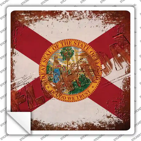 Florida Rusty Stamped Novelty Square Sticker Decal Small