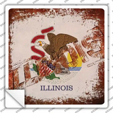 Illinois Rusty Stamped Novelty Square Sticker Decal Small