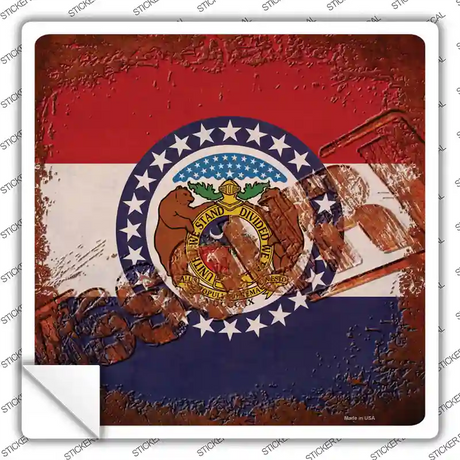 Missouri Rusty Stamped Novelty Square Sticker Decal Small