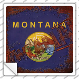 Montana Rusty Stamped Novelty Square Sticker Decal Small