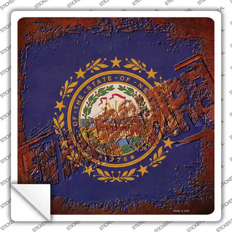 New Hampshire Rusty Stamped Novelty Square Sticker Decal Small