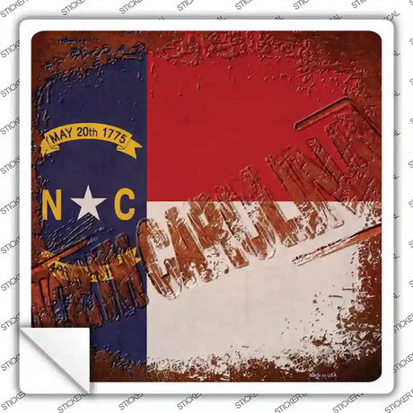 North Carolina Rusty Stamped Novelty Square Sticker Decal Small