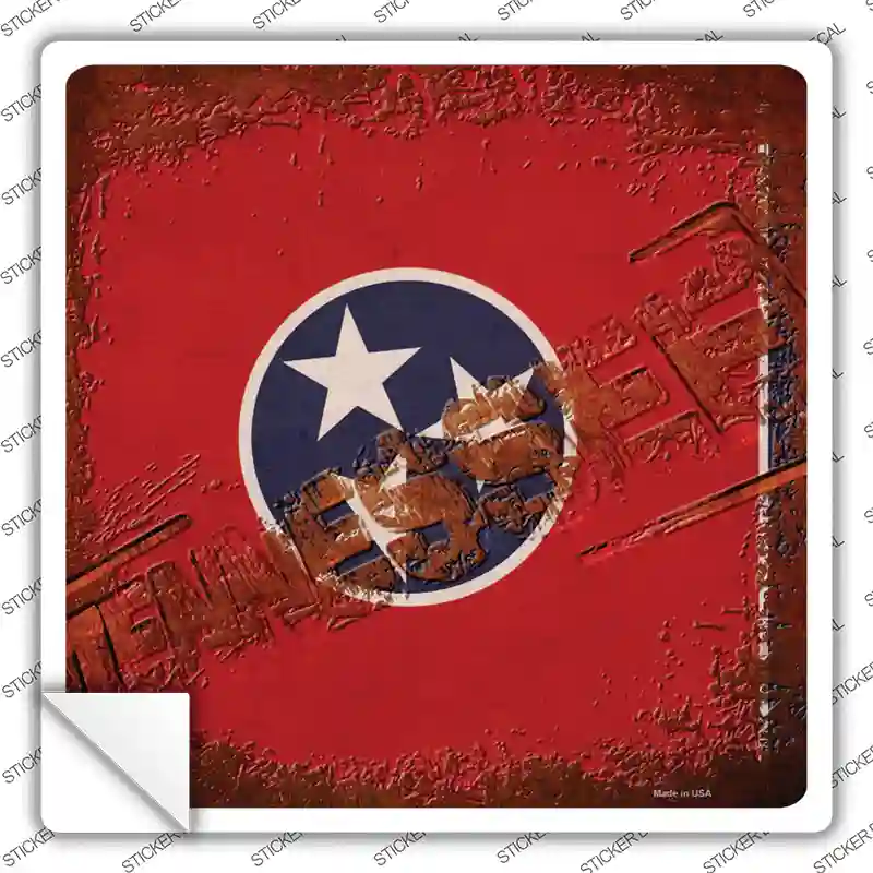 Tennessee Rusty Stamped Novelty Square Sticker Decal Small