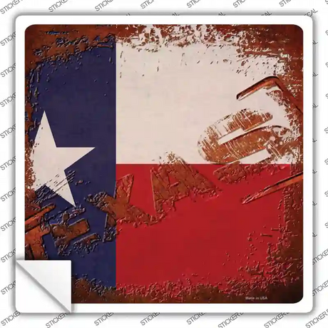 Texas Rusty Stamped Novelty Square Sticker Decal Small