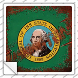 Washington Rusty Stamped Novelty Square Sticker Decal Small