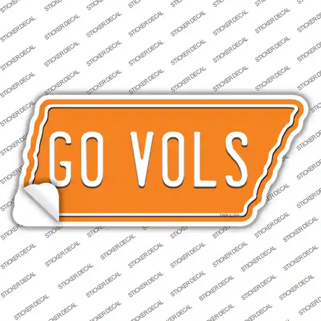 Go Vols Novelty Tennessee Shape Sticker Decal Small