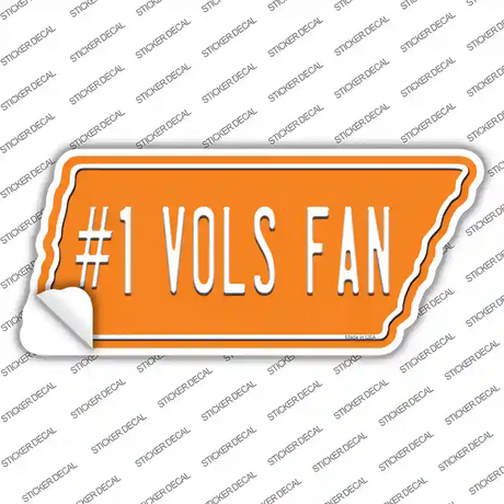 Number 1 Vols Fan Novelty Tennessee Shape Sticker Decal Small