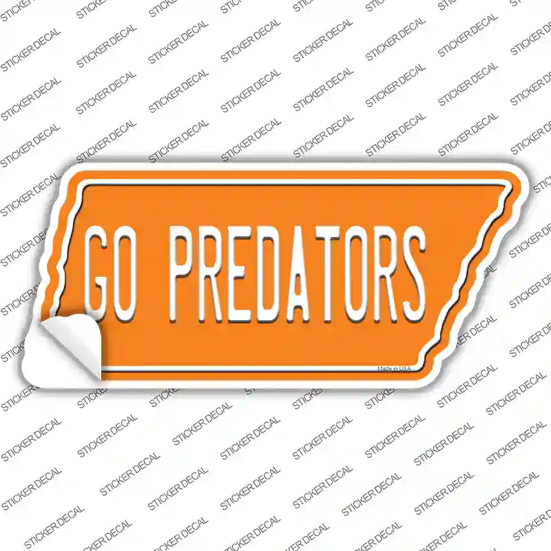 Go Predators Novelty Tennessee Shape Sticker Decal Small