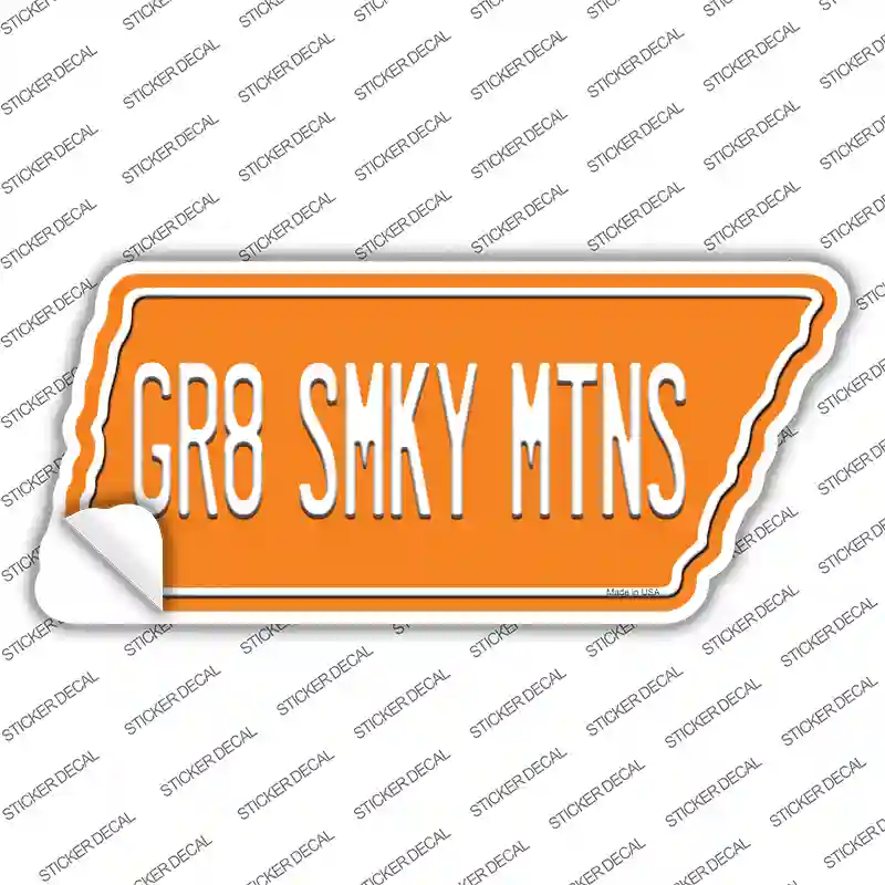 Gr8 Smky Mtns Novelty Tennessee Shape Sticker Decal