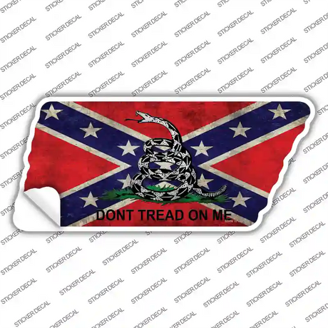 Confederate Dont Tread Novelty Tennessee Shape Sticker Decal Small