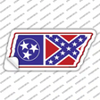 Tennessee Confederate Flag Novelty Tennessee Shape Sticker Decal Small