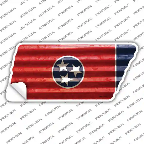 Corrugated Tennessee Flag Novelty Tennessee Shape Sticker Decal Small