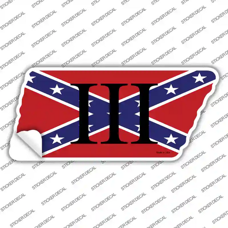 Confederate Three Percenter Novelty Tennessee Shape Sticker Decal Small