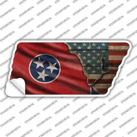 Tennessee American Flag Novelty Tennessee Shape Sticker Decal Small