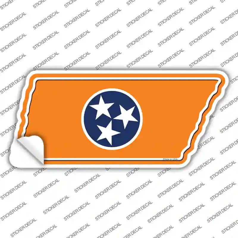 Orange Tennessee Flag Novelty Tennessee Shape Sticker Decal Small