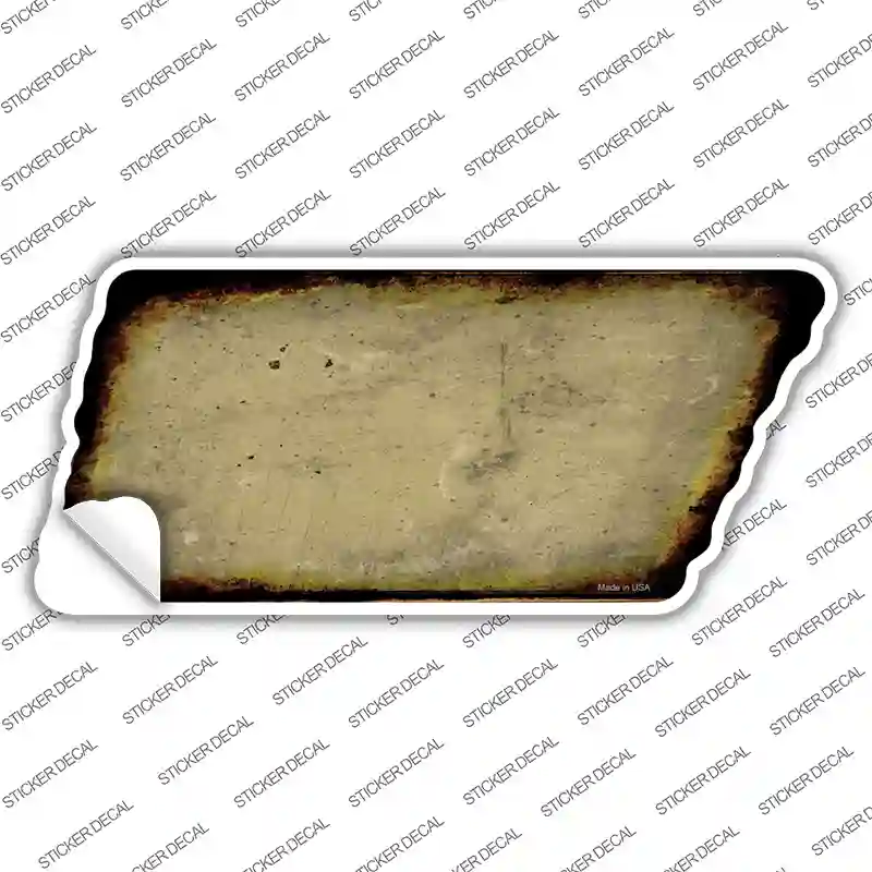 Gold Solid Novelty Rusty Tennessee Shape Sticker Decal