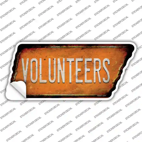 Volunteers Novelty Rusty Tennessee Shape Sticker Decal Small