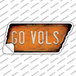 Go Vols Novelty Rusty Tennessee Shape Sticker Decal Small