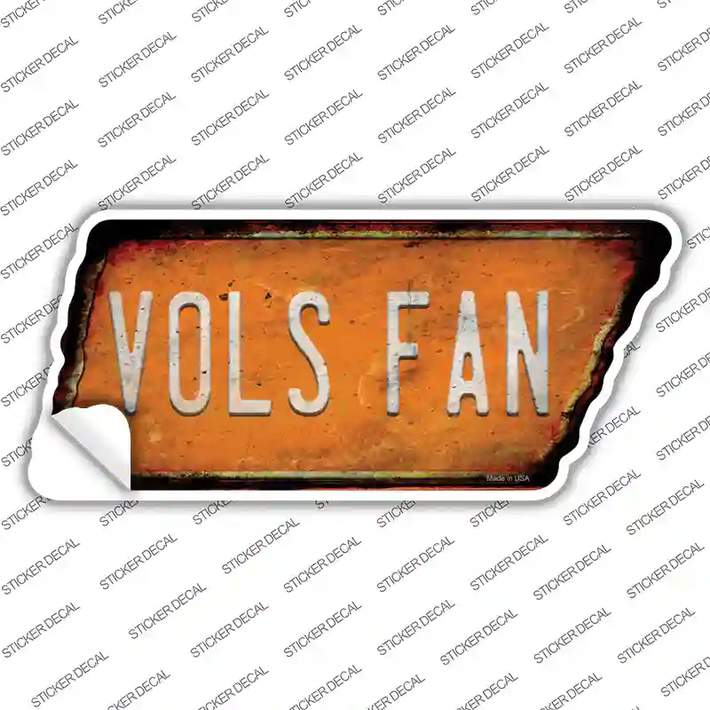 Vols Fan Novelty Rusty Tennessee Shape Sticker Decal