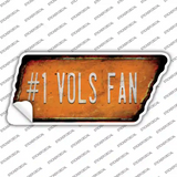 Number 1 Vols Fan Novelty Rusty Tennessee Shape Sticker Decal Small