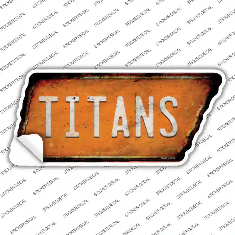 Titans Novelty Rusty Tennessee Shape Sticker Decal Small