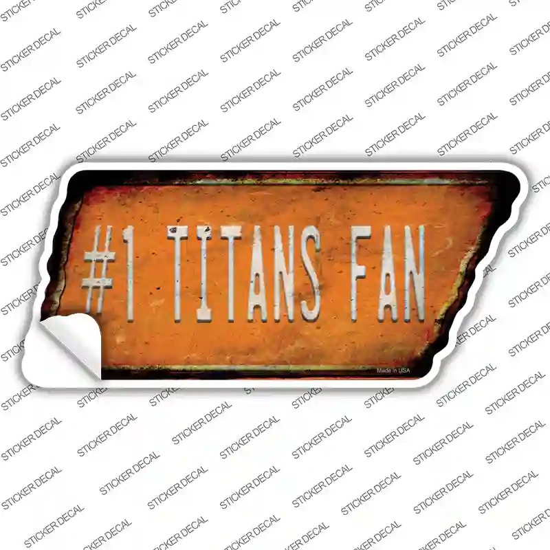 Number 1 Titans Fan Novelty Rusty Tennessee Shape Sticker Decal Small