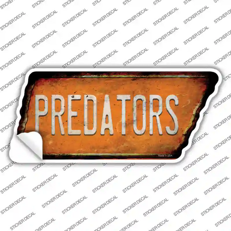 Predators Novelty Rusty Tennessee Shape Sticker Decal Small