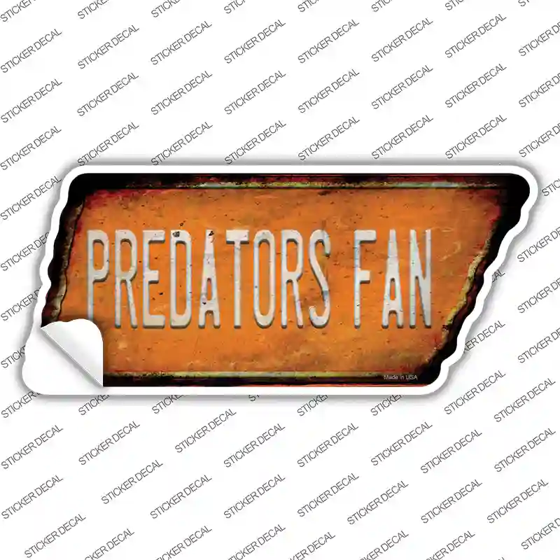 Predators Fan Novelty Rusty Tennessee Shape Sticker Decal Small