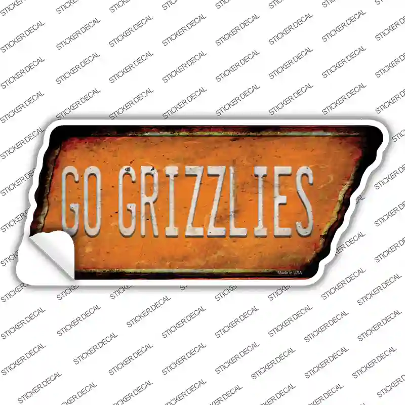 Go Grizzlies Novelty Rusty Tennessee Shape Sticker Decal Small