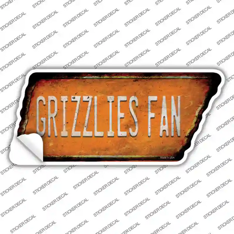 Grizzlies Fan Novelty Rusty Tennessee Shape Sticker Decal Small